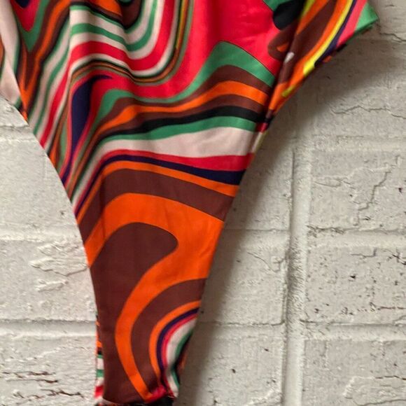 Misguided Orange bodysuit marble print Plus Curvy 14 NWT - Picture 5 of 13